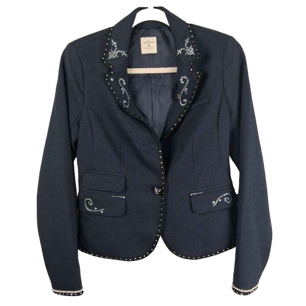 Gap Academy Navy Embellished Rhinestone Blazer Women's Size 0 Tailored Jacket